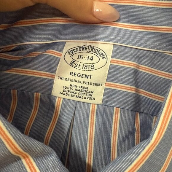 NWT Brooks Brothers Regent Non Iron 100% American Supima Cotton Shirt - 16 - 34 - Picture 4 of 4